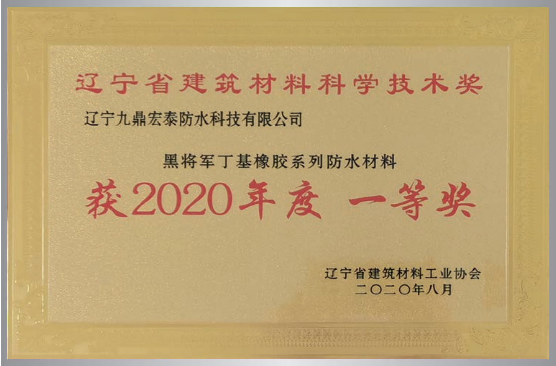 黑将军丁基橡胶系列防水材料 科学技术奖一等奖